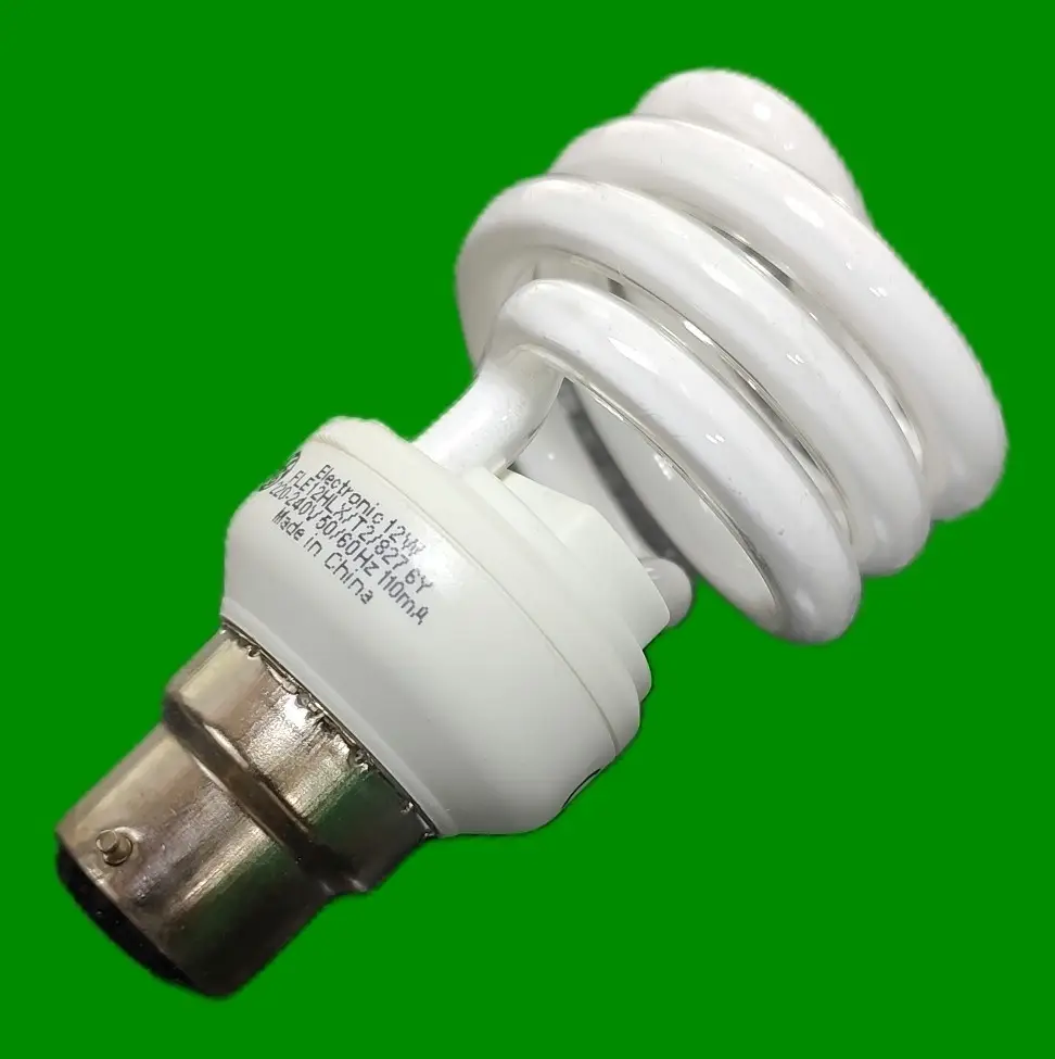 1x 12W (=60W) GE Spiral Low Energy Power Saving Light Bulb Bayonet BC B22 Lamp - image 3 | Free standard UK delivery included | Discount Quality Products