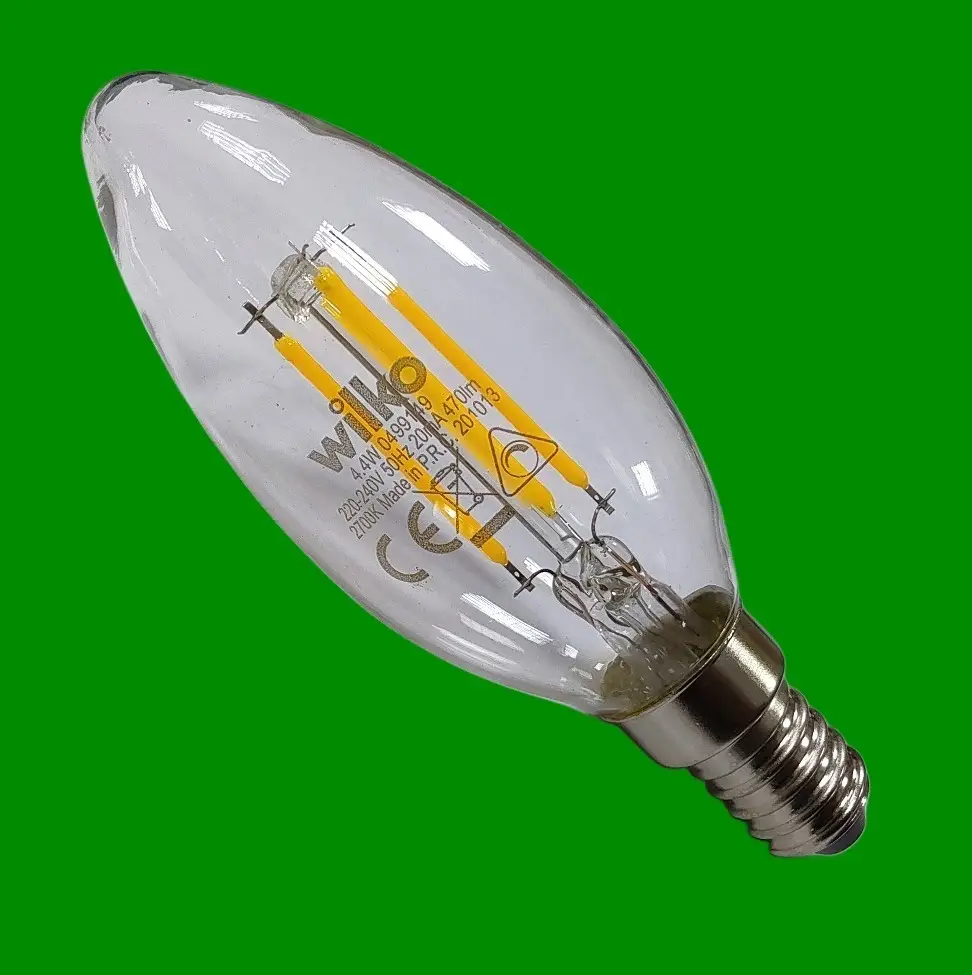 4W (=40W) Wilko LED Dimmable Filament Clear Candle Light Bulbs SES E14 2700K