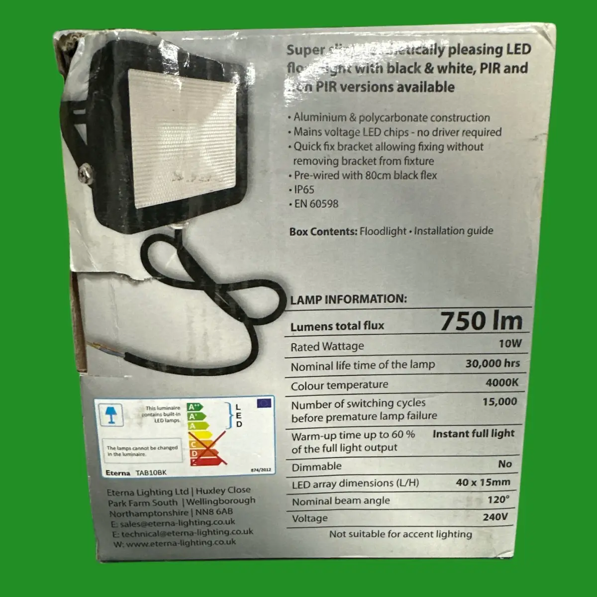 Eterna 10W Tablet LED Floodlight 4000K Cool White Outdoor Lamp IP65 TAB10BK - image 3 | Free standard UK delivery included | Discount Quality Products