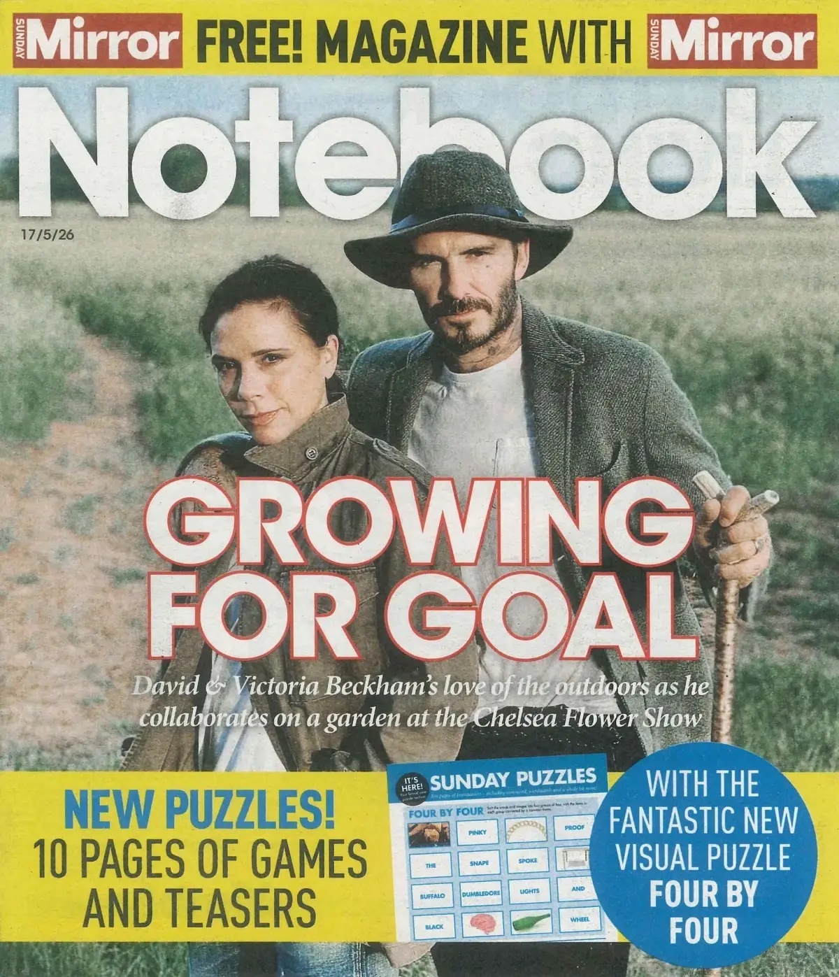 Sunday Mirror Notebook Magazine: David &amp; Victoria Beckham, Flower Show, 17.5.26