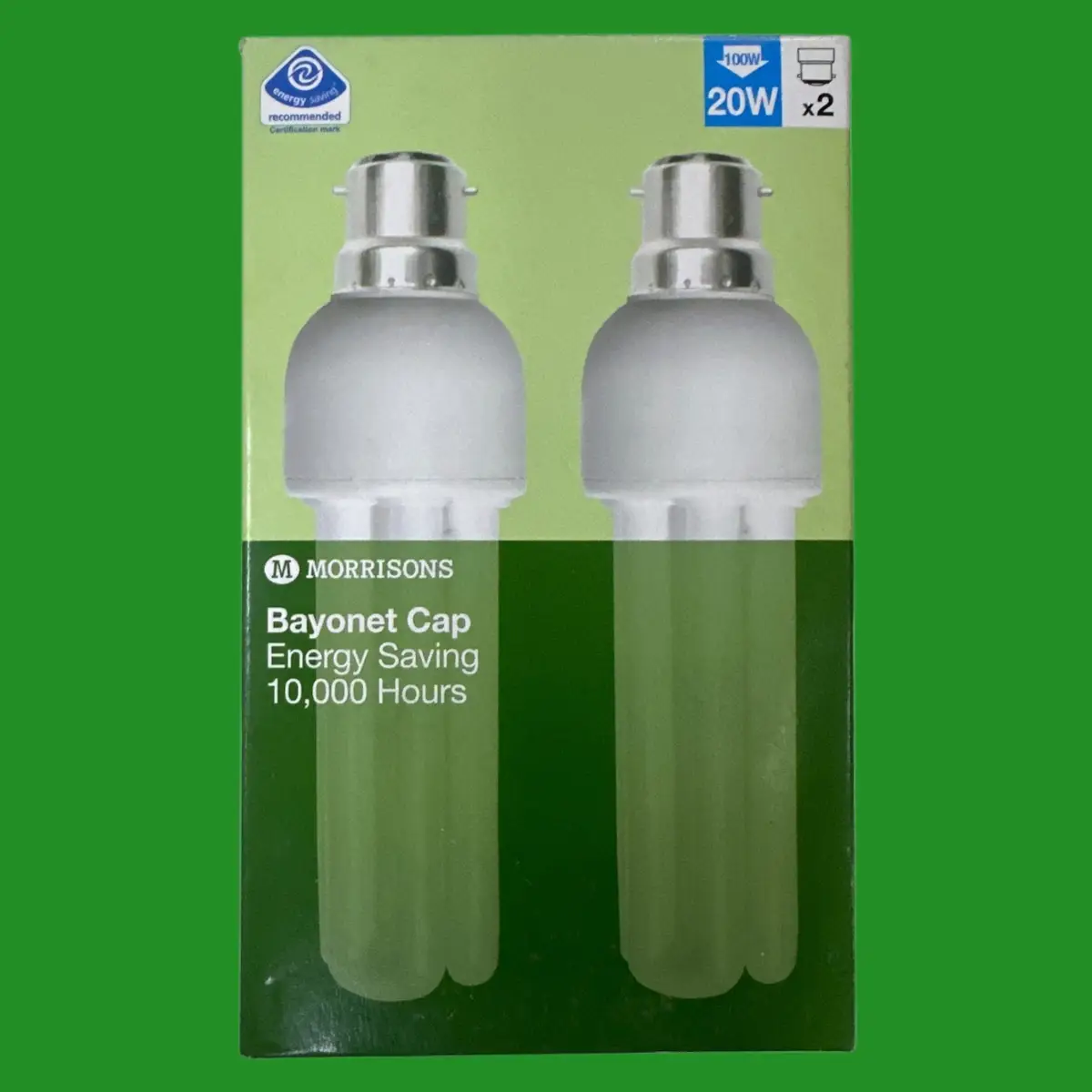 2x 20W (=100W) Morrisons Low Energy Power Saving CFL Stick Light Bulbs BC B22 - image 3 | Free standard UK delivery included | Discount Quality Products