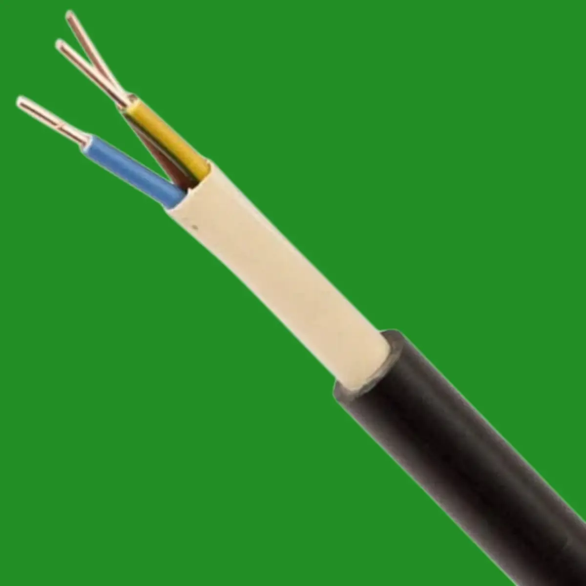 RS PRO NYY-J 3 Core 6mm PVC Black Power Cable IEC 60502-1 6/1 KV Solid Core