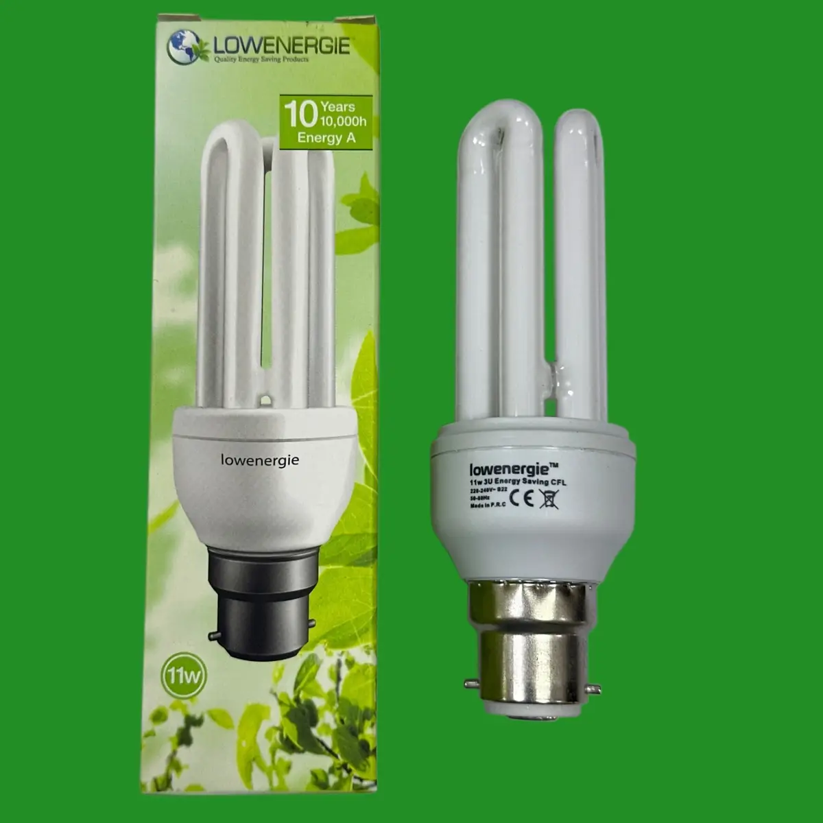 11W (=60W) Lowenergie Low Energy Power Saving CFL Stick Light Bulbs BC B22 Lamp