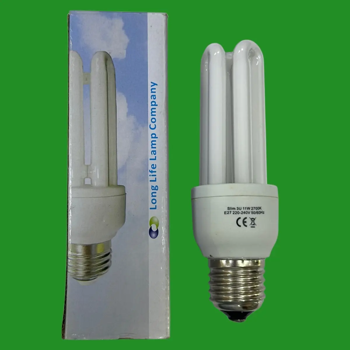 11W (=50W) Long Life Low Energy CFL Stick Light Bulb 2700K ES E27 Edison Screw