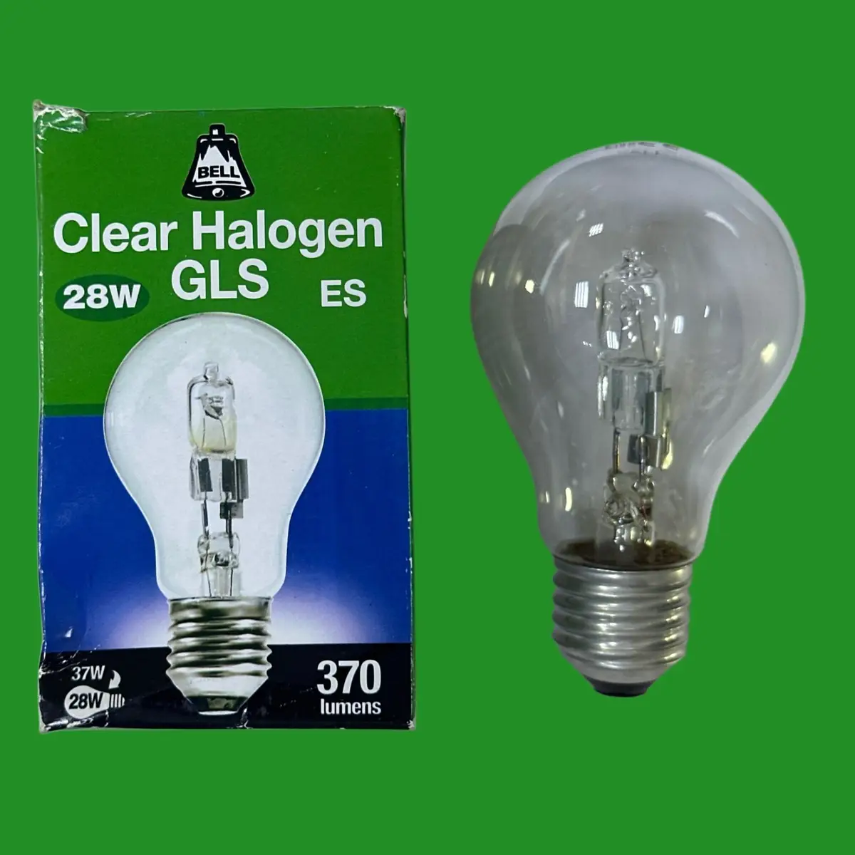 2x 28W (=37W) BELL Clear Dimmable Halogen A60 GLS Light Bulbs ES E27 Screw Lamp