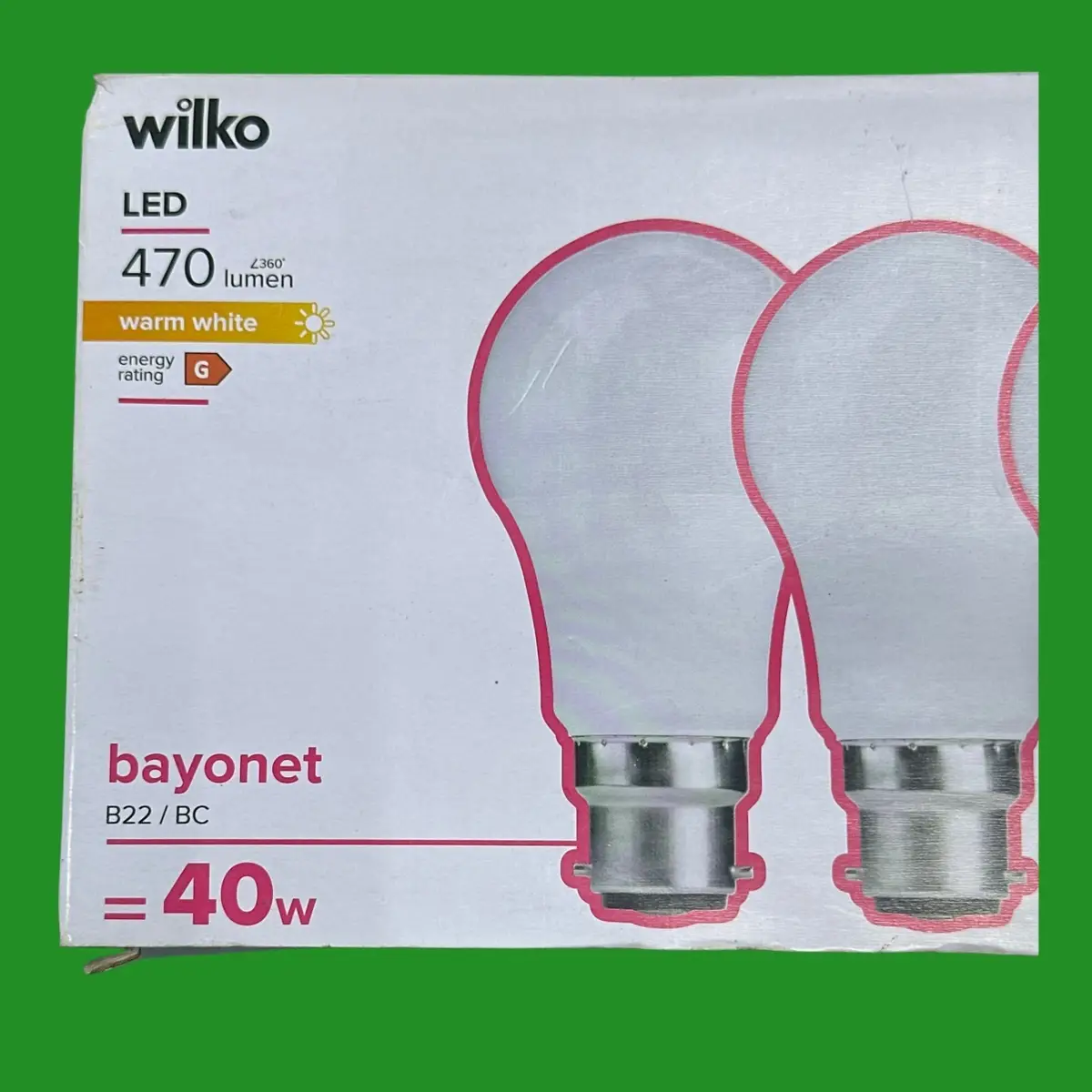 2x 6W (=40W) WILKO LED GLS Globe Light Bulbs, 2700K BC B22 Bayonet Lamp