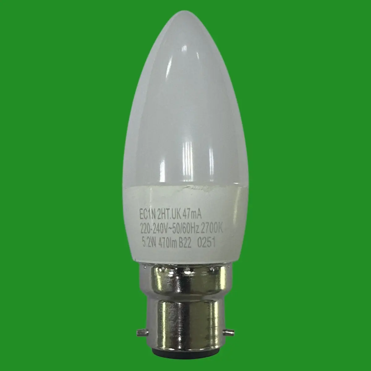 2x 5.2W (=40W) Home LED Frosted Candle Light Bulbs BC B22 Bayonet 2700K Lamp - image 2 | Free standard UK delivery included | Discount Quality Products
