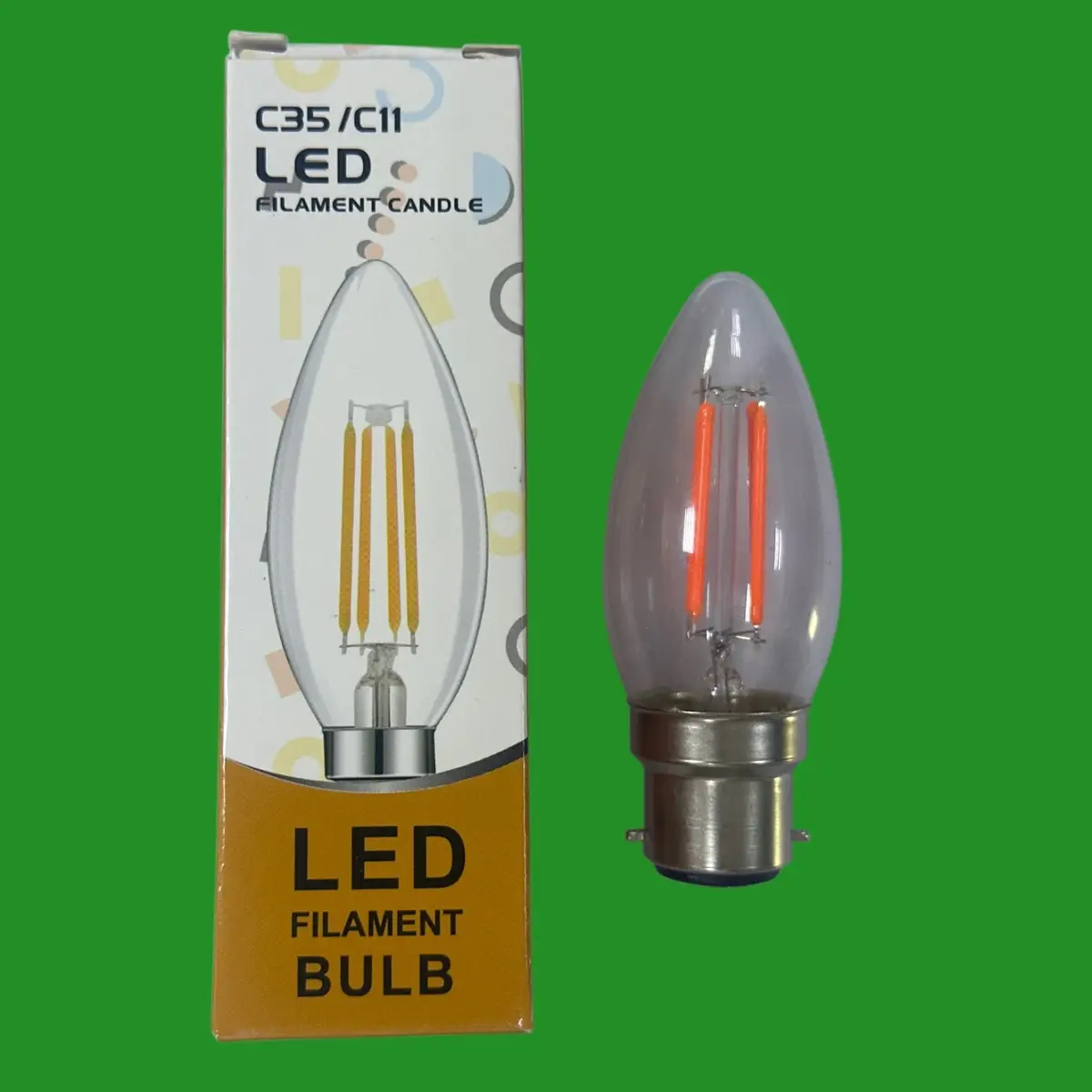 4W Red Coloured LED Filament Clear Candle Light Bulb, Bayonet BC B22 Lamp
