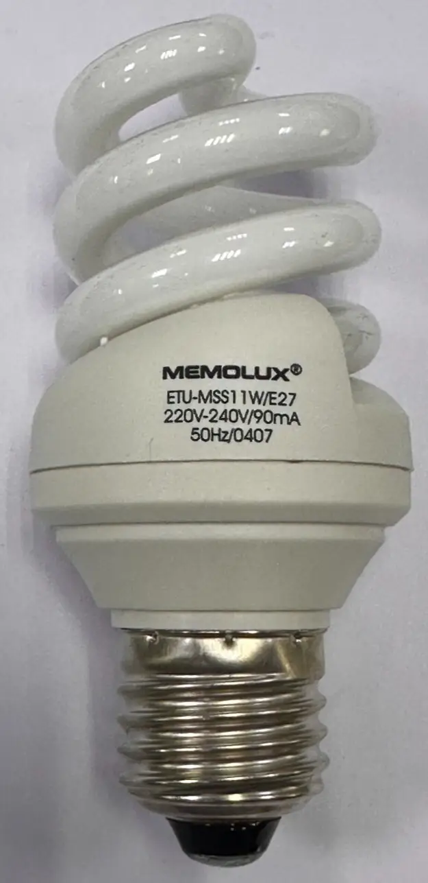 4x 11W Memolux Mini Spiral CFL Low Energy Light Bulbs 2700K Edison Screw E27 ES
