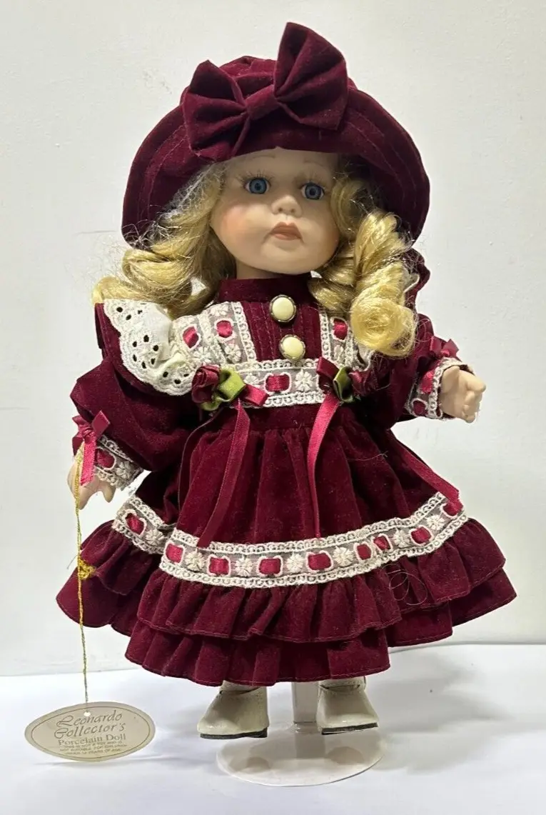 Vintage Leonardo Collectors Porcelain Doll Chloe with Stand 33cm (13") - image 2 | Free standard UK delivery included | Discount Quality Products