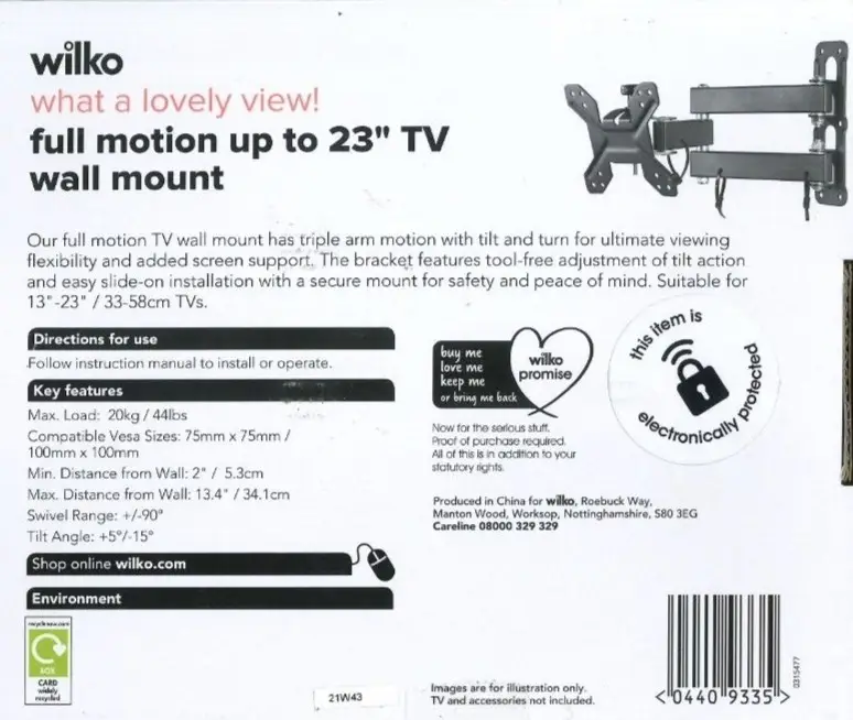 Full Motion TV Wall Mount Bracket for up to 23" inch LCD LED Swivel Tilt VESA - image 2 | Free standard UK delivery included | Discount Quality Products