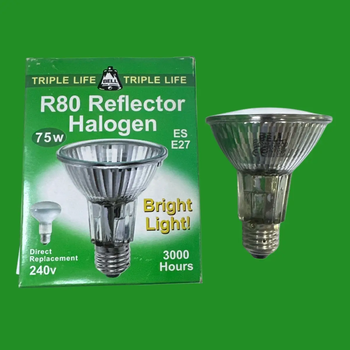 2x 75W BELL R80 80mm Par25 Halogen Reflector Dimmable Flood Light Bulb ES E27