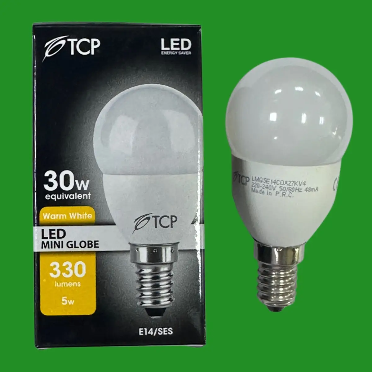 2x 5W (=30W) TCP LED Pearl Mini Globe Round Golf Light Bulb SES E14 2700K