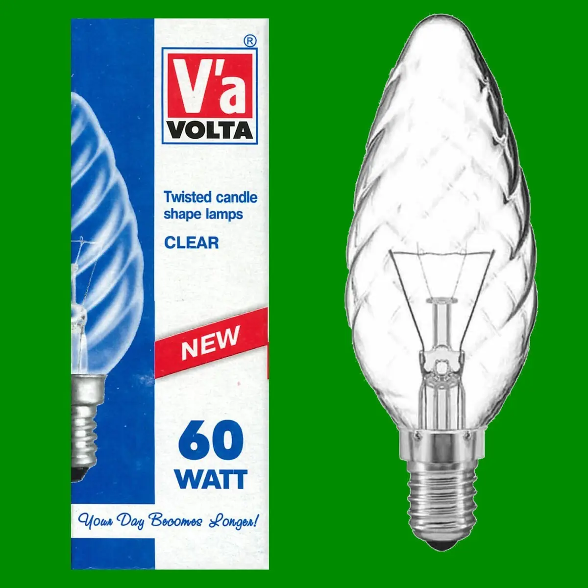 100x 60W Volta Clear Twisted Candle SES E14 Small Edison Screw Light Bulb Lamp