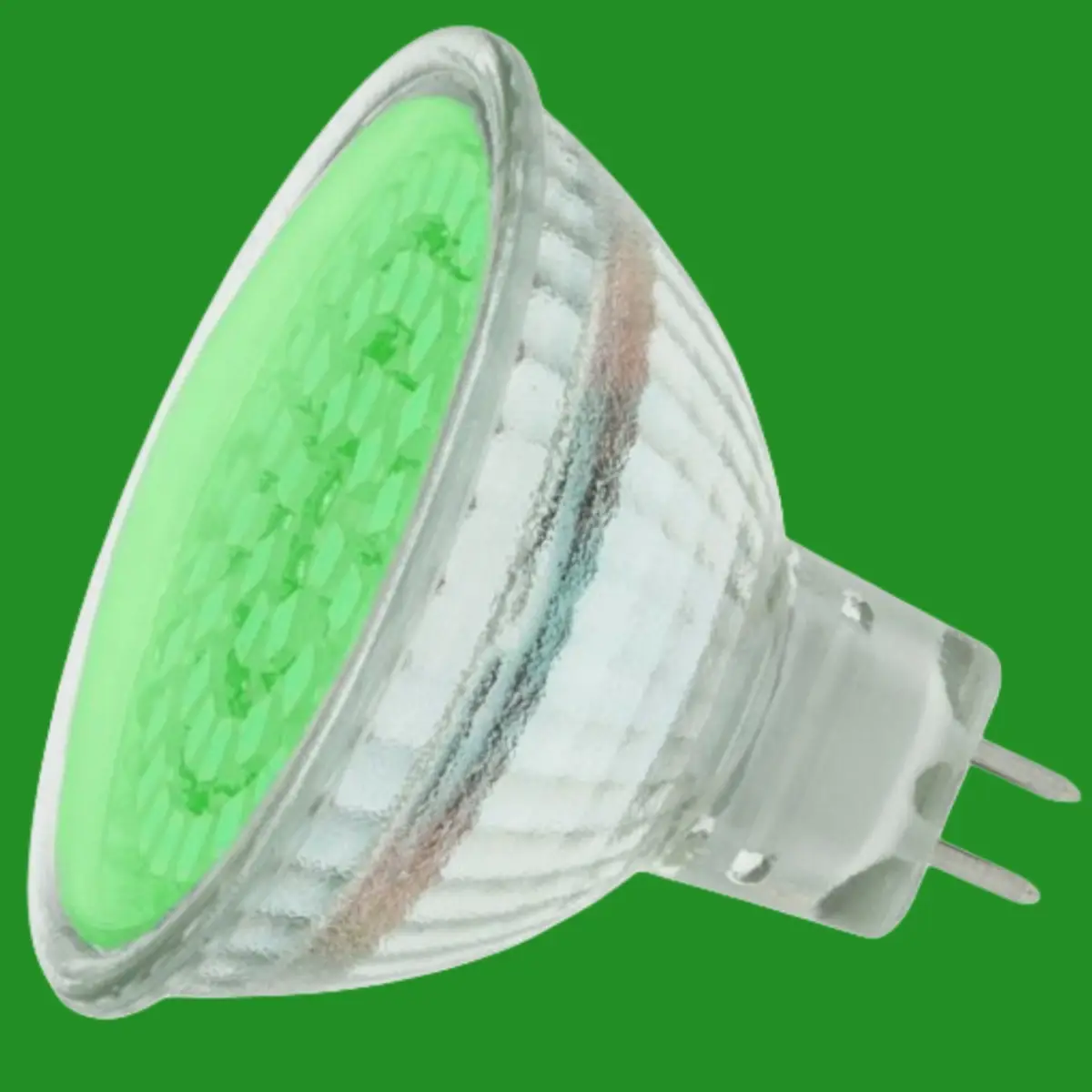 3x 2W Prolite 48 LED Green Coloured MR16 Spot Light Bulbs, 12V Lamps GU5.3