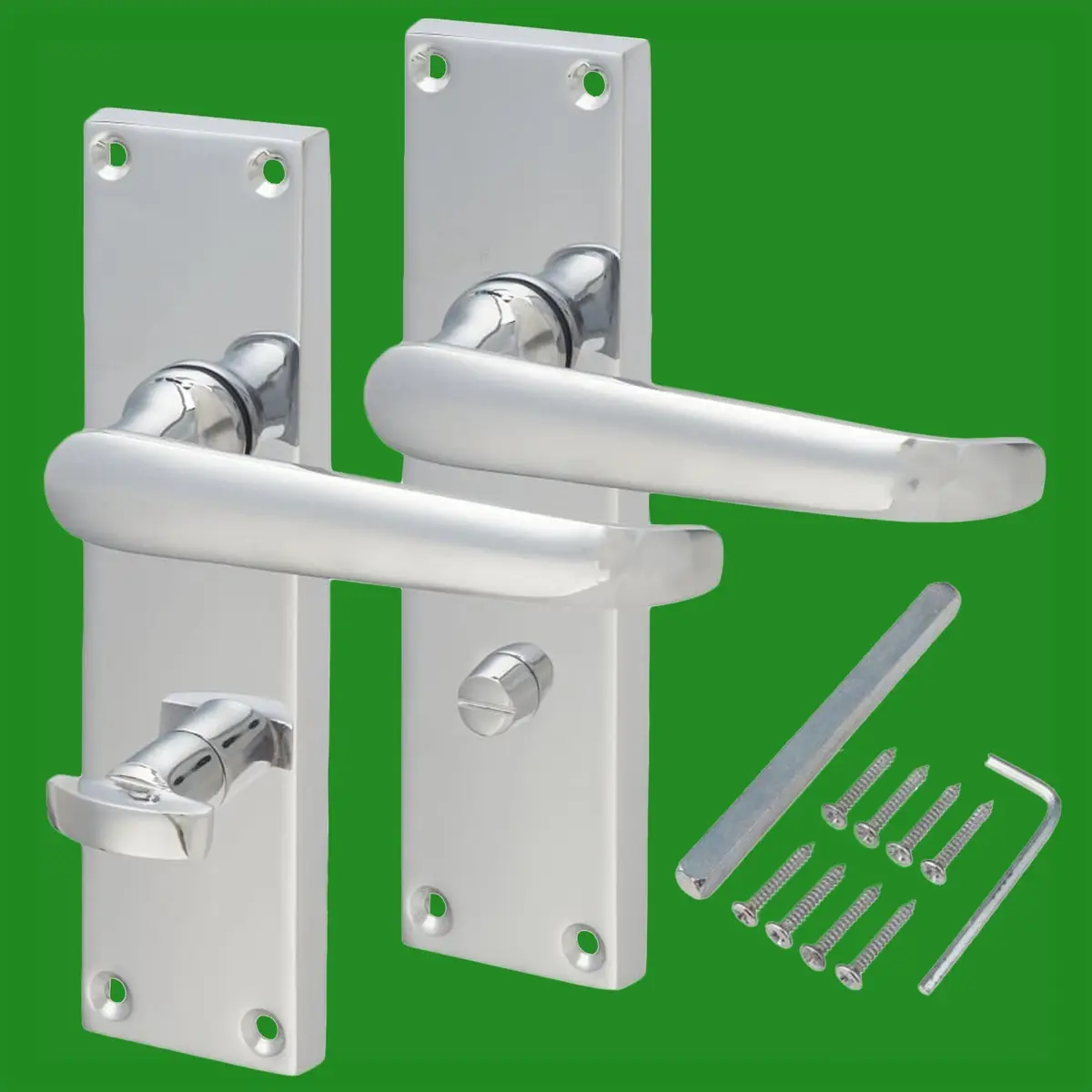 1 Pair Victorian Chrome Lever Latch Lock Set Bathroom, Bedroom Door Handle
