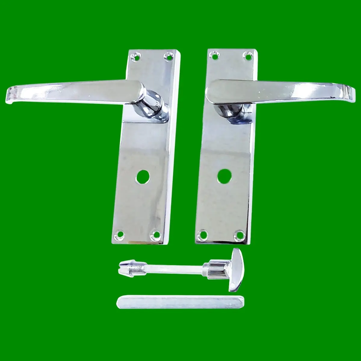 1 Pair Victorian Chrome Lever Latch Lock Set Bathroom, Bedroom Door Handle - image 2 | Free standard UK delivery included | Discount Quality Products