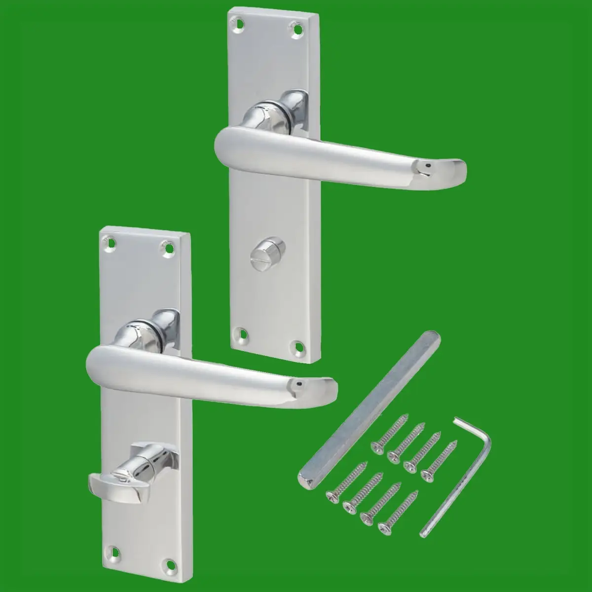 1 Pair Victorian Chrome Lever Latch Lock Set Bathroom, Bedroom Door Handle - image 4 | Free standard UK delivery included | Discount Quality Products