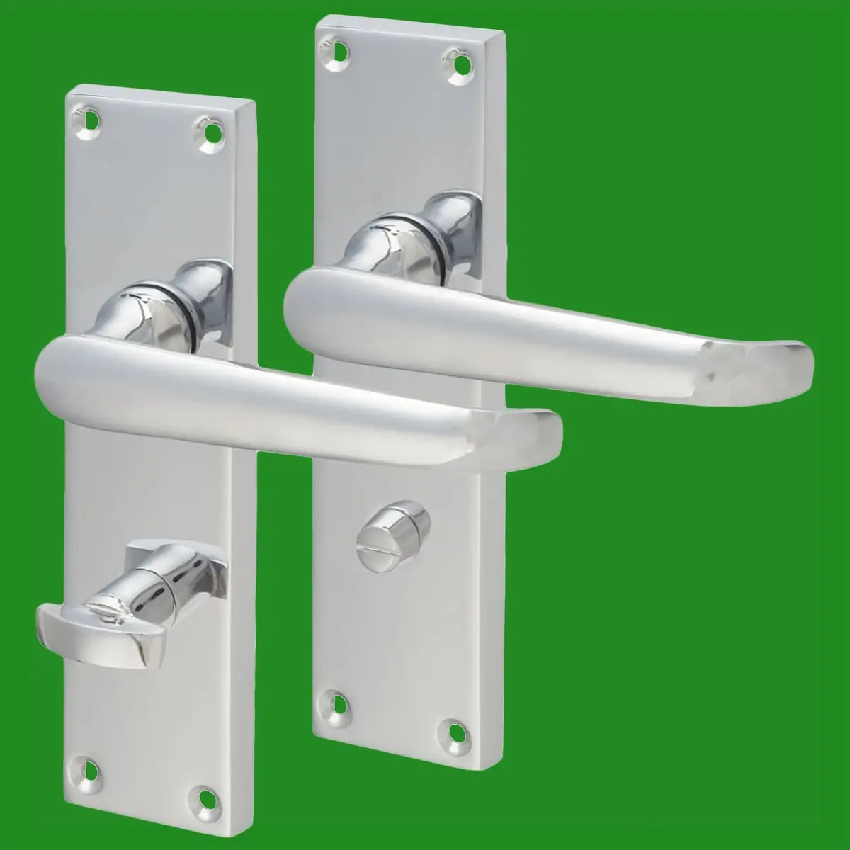 1 Pair Victorian Chrome Lever Latch Lock Set Bathroom, Bedroom Door Handle - image 5 | Free standard UK delivery included | Discount Quality Products