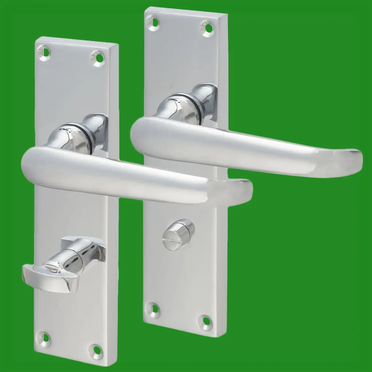1 Pair Victorian Chrome Lever Latch Lock Set Bathroom, Bedroom Door Handle - image 8 | Free standard UK delivery included | Discount Quality Products