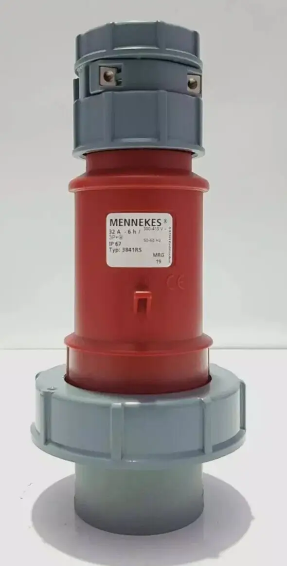 32A 415V MENNEKES 3841RD IP67 Red Cable Mount 4P 3P+E Industrial Power Plug - image 2 | Free standard UK delivery included | Discount Quality Products