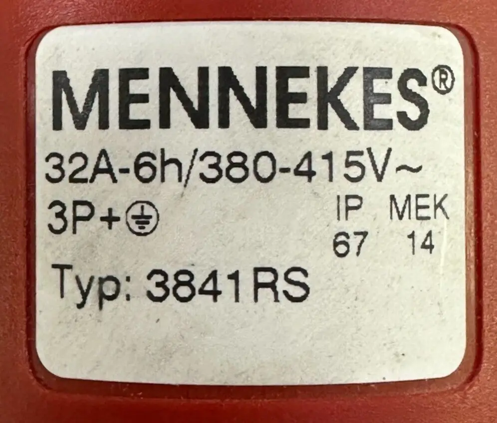 32A 415V MENNEKES 3841RD IP67 Red Cable Mount 4P 3P+E Industrial Power Plug - image 7 | Free standard UK delivery included | Discount Quality Products