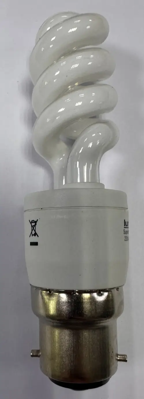 1x 7W (=40W) Lumineux CFL Spiral 3500K Low Energy Light Bulbs Bayonet BC B22 - image 2 | Free standard UK delivery included | Discount Quality Products