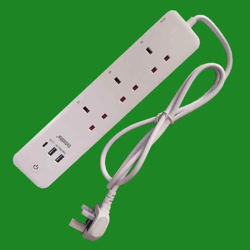 3 Gang Smart Wifi Extension Lead Surge Protected 1.4M, Alexa & Google Compatible - image 2 | Free standard UK delivery included | Discount Quality Products