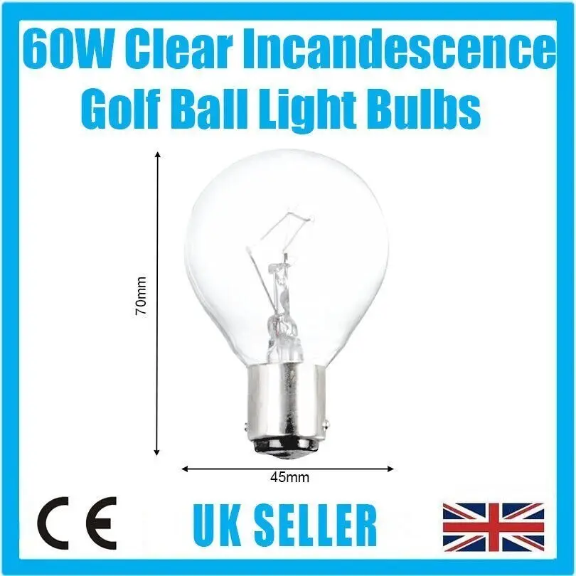 20x 60w Golf Round Incandescent Dimmable Standard Clear SBC B15 Light Bulb Lamps - image 2 | Free standard UK delivery included | Discount Quality Products