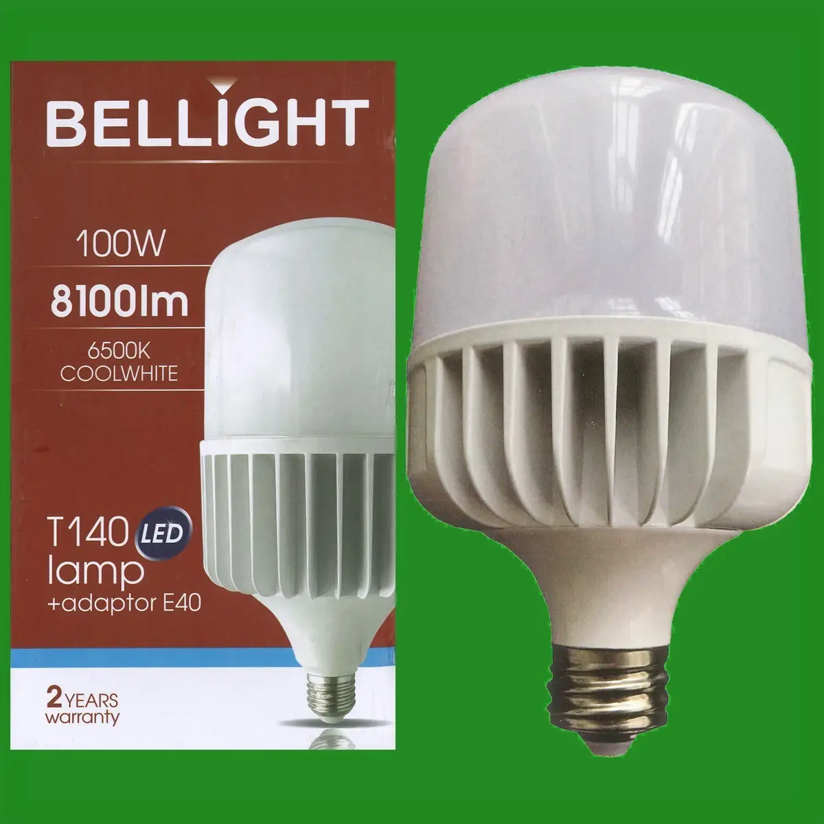 1x 100W (=450W) T140 LED Light Bulb 4000K Edison Screw ES E27 &amp; GES E40 Adaptor