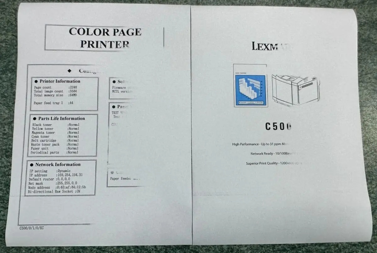 Lexmark C500n Network & USB Colour Laser Printer Faulty For Spare Parts & Repair - image 10 | Free standard UK delivery included | Discount Quality Products