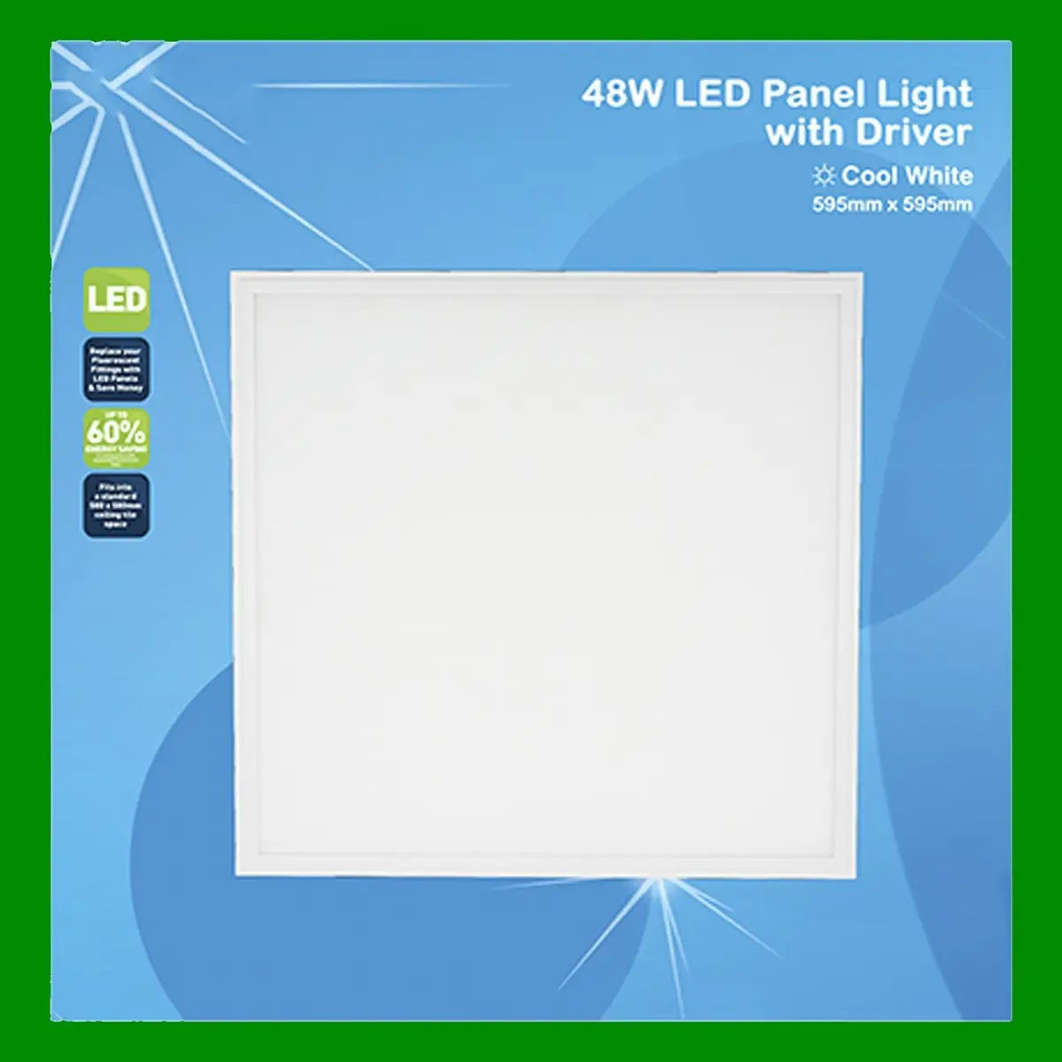 48W LED Light Panel With Driver, Cool White 4000K 3800lm 595mm x 595mm - image 4 | Free standard UK delivery included | Discount Quality Products