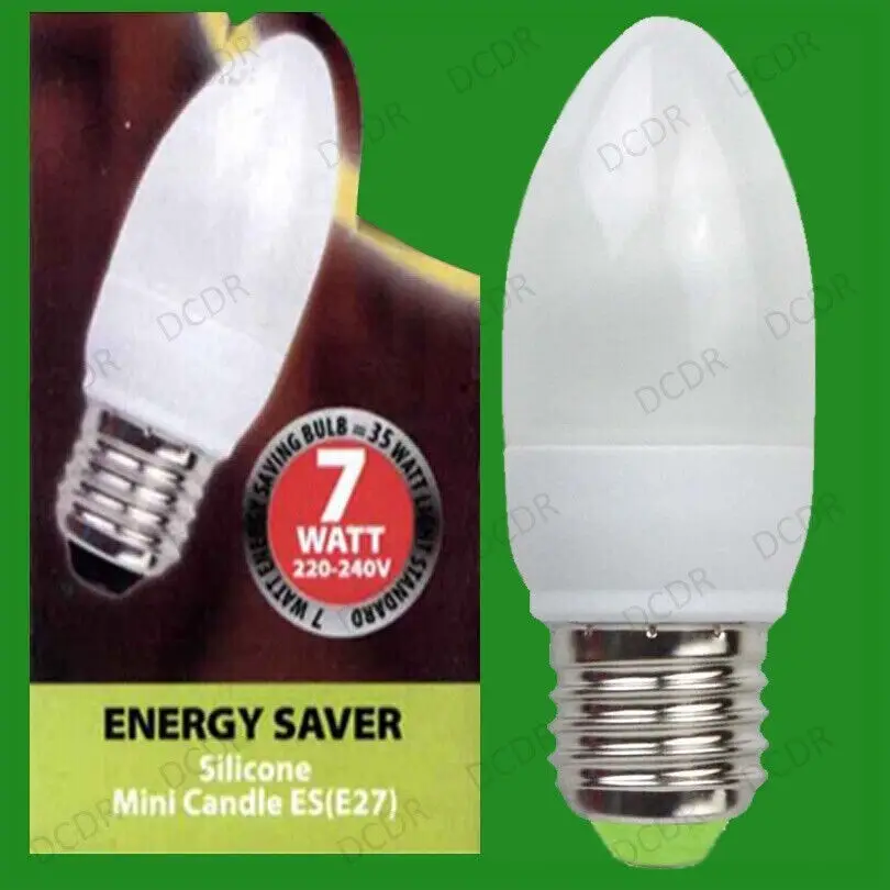 8x 7W Low Energy Power Mini Candle Light Bulbs ES, E27, Edison Screw Lamps