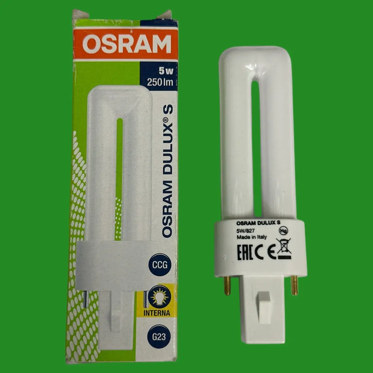 1x 5W OSRAM G23 2 pin Low Energy CFL PL-S PLS Stick Light Bulb 2700K Lamp
