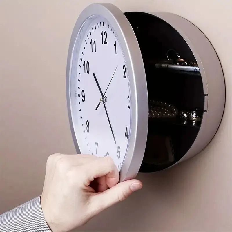 Discreet Silver Secret Wall Clock Home Safe Hidden Storage Cash Jewel Valuables