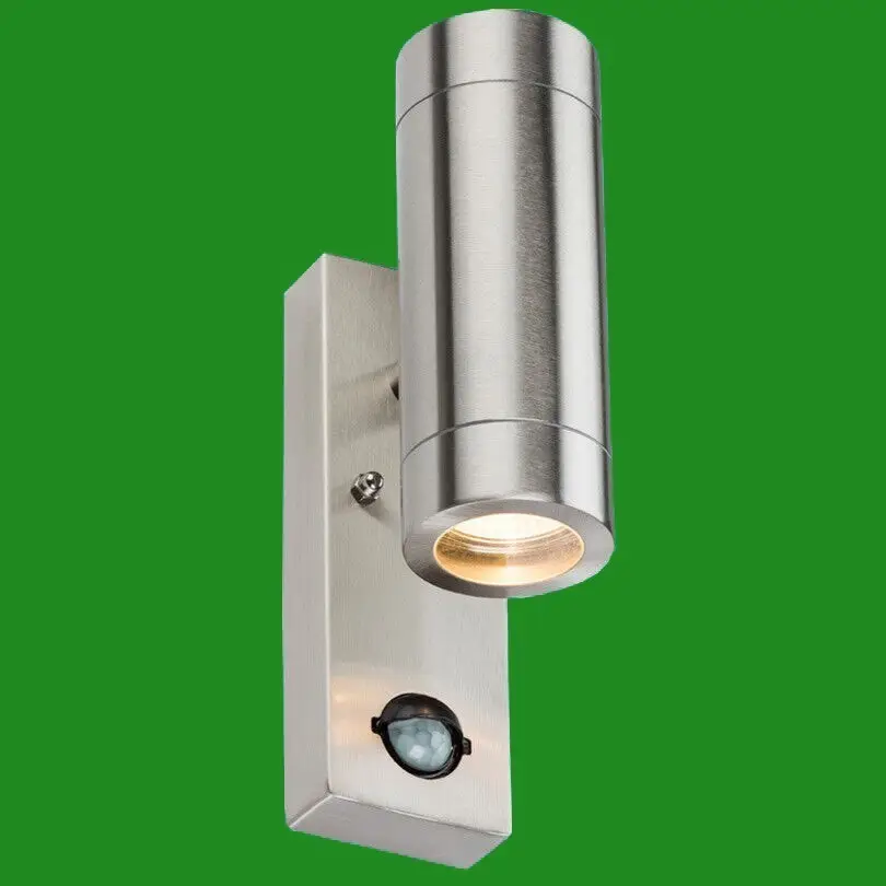 1x Stainless Steel IP44 Up &amp; Down Outdoor PIR Motion Sensor Security Wall Light