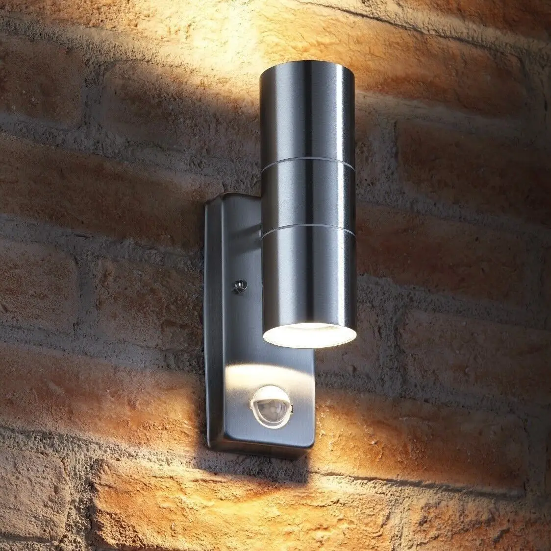 1x Stainless Steel IP44 Up & Down Outdoor PIR Motion Sensor Security Wall Light - image 2 | Free standard UK delivery included | Discount Quality Products