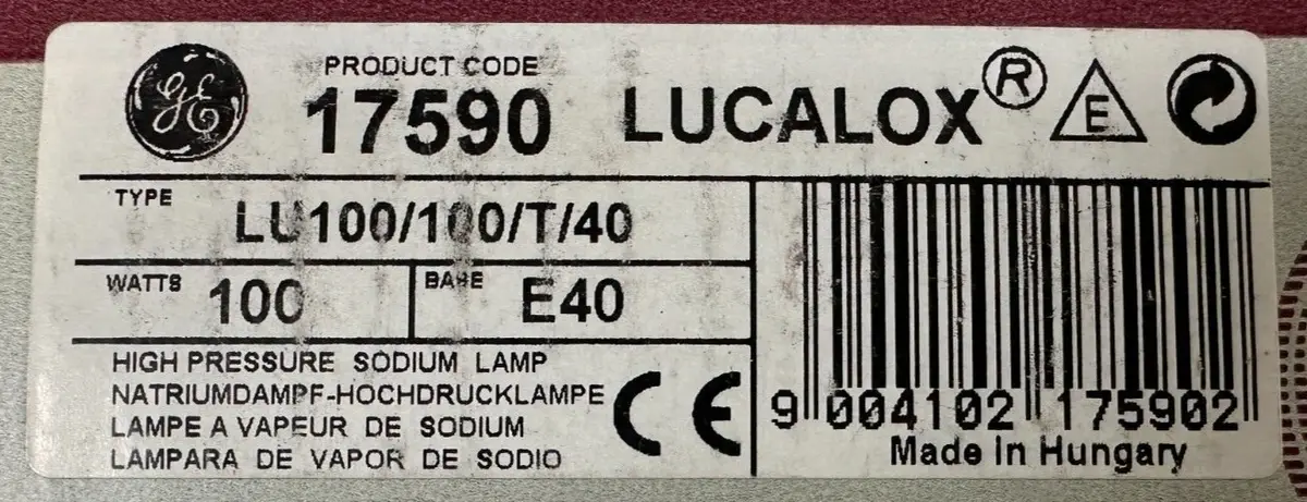 100W GE Clear HPS High Pressure Sodium SON Tube Light Bulb GES E40 Lucalax 17590 - image 3 | Free standard UK delivery included | Discount Quality Products