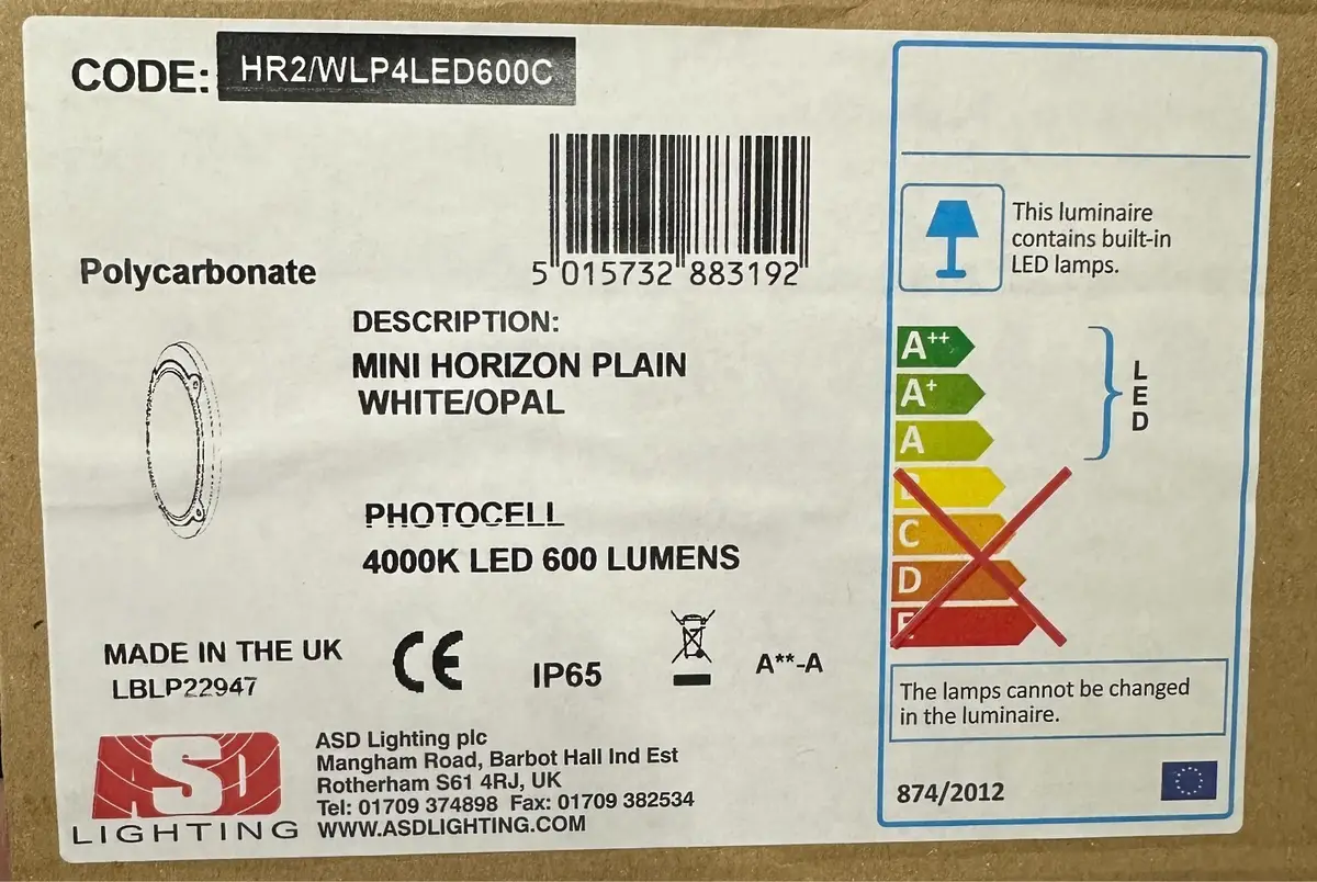 ASD 8.5W LED White Mini Horizon Round Opal Photocell Dusk Dawn Sensor Wall Light - image 2 | Free standard UK delivery included | Discount Quality Products
