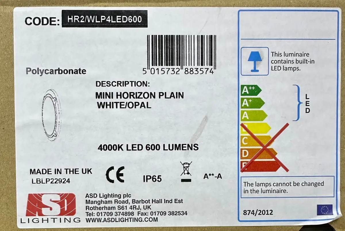 ASD 8.5W LED White Mini Horizon Round Opal Security Wall Celling IP65 Light - image 2 | Free standard UK delivery included | Discount Quality Products