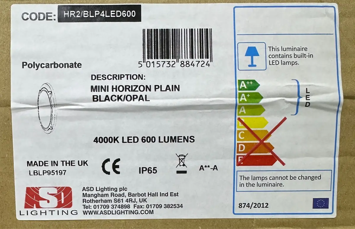 ASD 8.5W LED Black Mini Horizon Round Opal Security Wall Celling IP65 Light - image 2 | Free standard UK delivery included | Discount Quality Products
