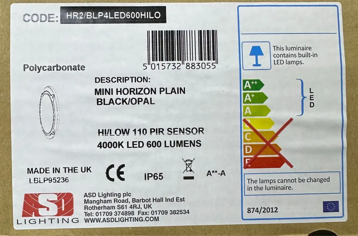 ASD 8.5W LED Black Horizon Round Hi-Low PIR Motion Dusk Dawn Sensor Wall Light - image 2 | Free standard UK delivery included | Discount Quality Products