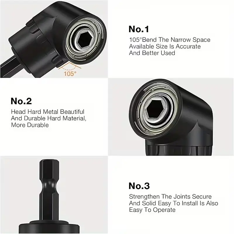 6pc Drill Bit Attachments 1/4" 3/8" 1/2" Sockets,  2x Hex Shank 105°, 90° Bevel - image 7 | Free standard UK delivery included | Discount Quality Products