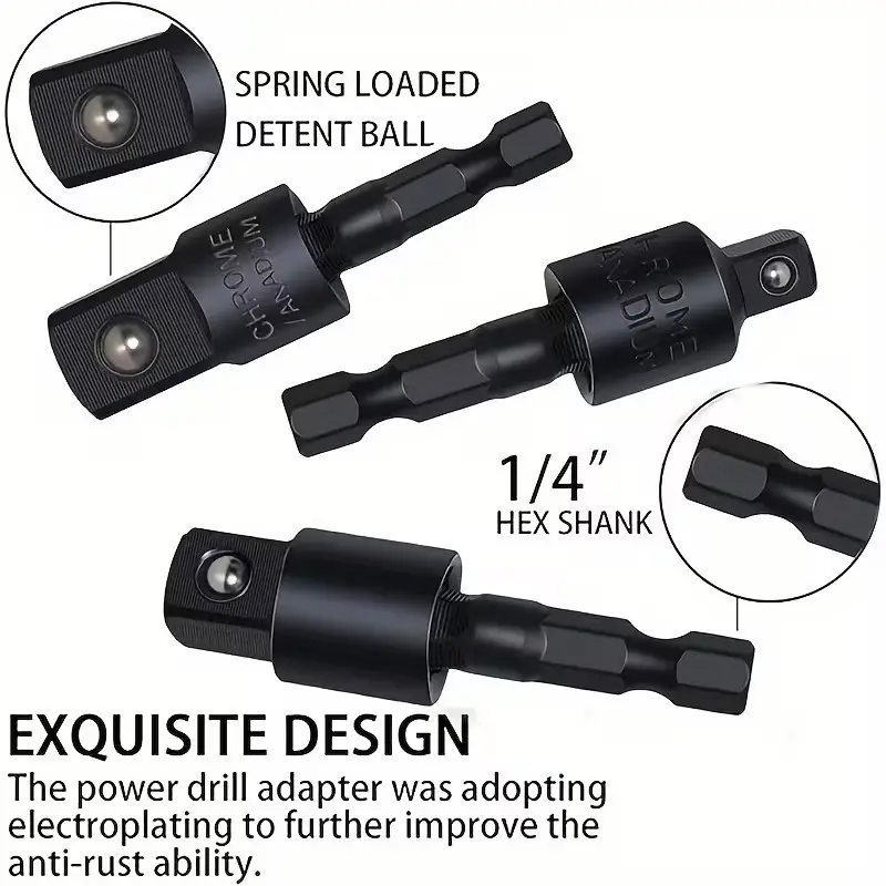 6pc Drill Bit Attachments 1/4" 3/8" 1/2" Sockets,  2x Hex Shank 105°, 90° Bevel - image 9 | Free standard UK delivery included | Discount Quality Products