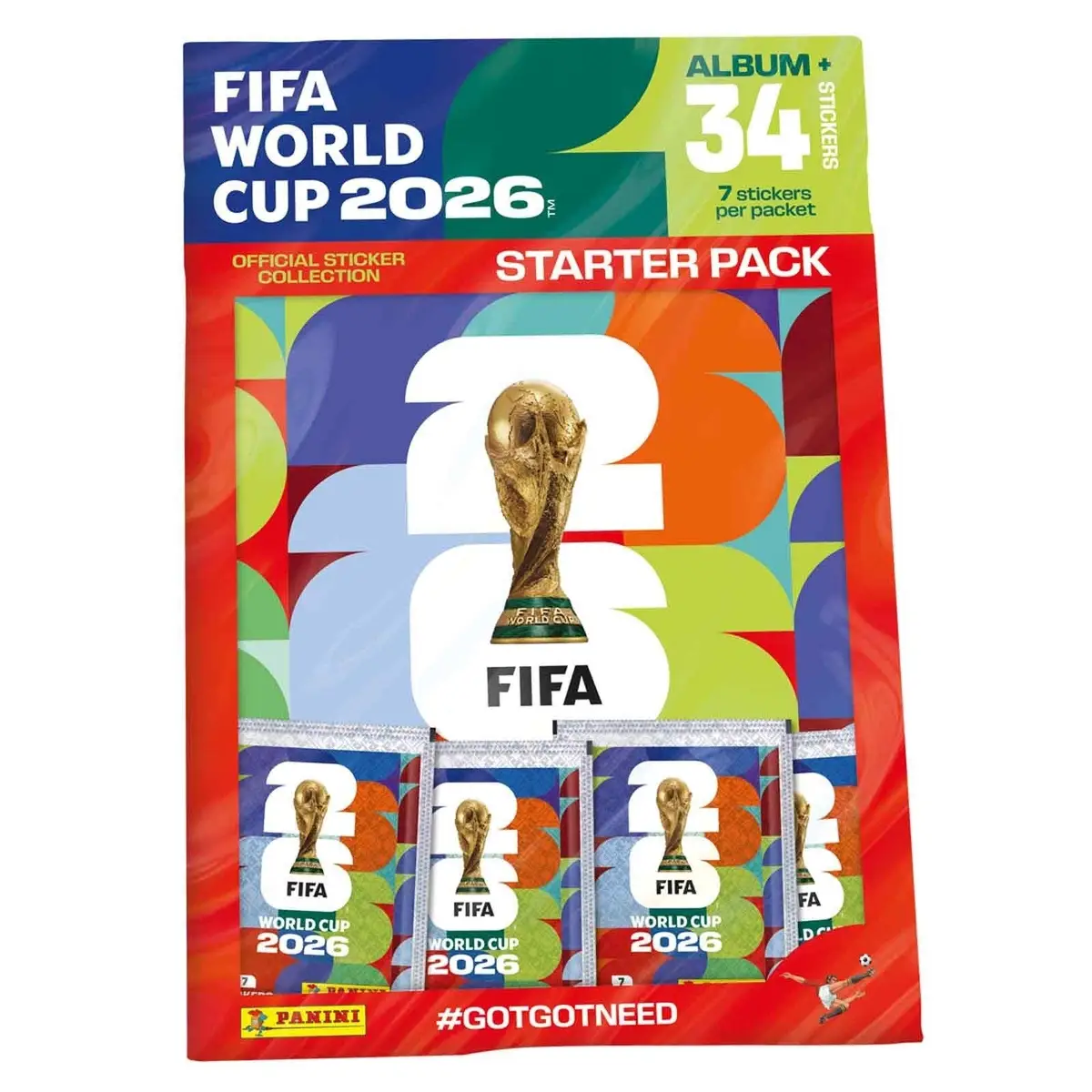 Panini 34 Stickers &amp; Album Starter Pack, Football, Soccer, FIFA World Cup 2026