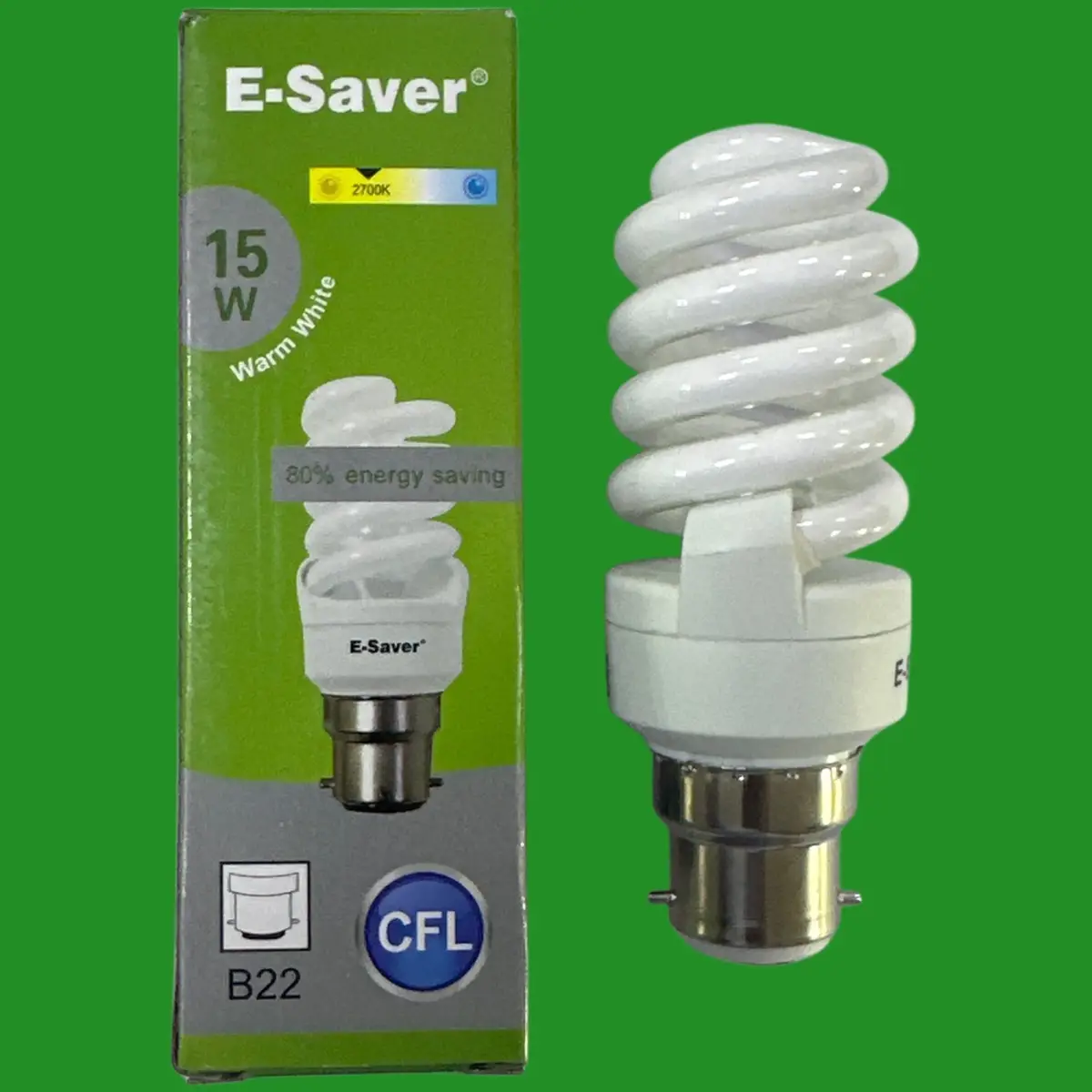 15W (=75W) E-Saver CFL Micro Spiral Light Bulb Low Energy Bayonet BC B22 2700K
