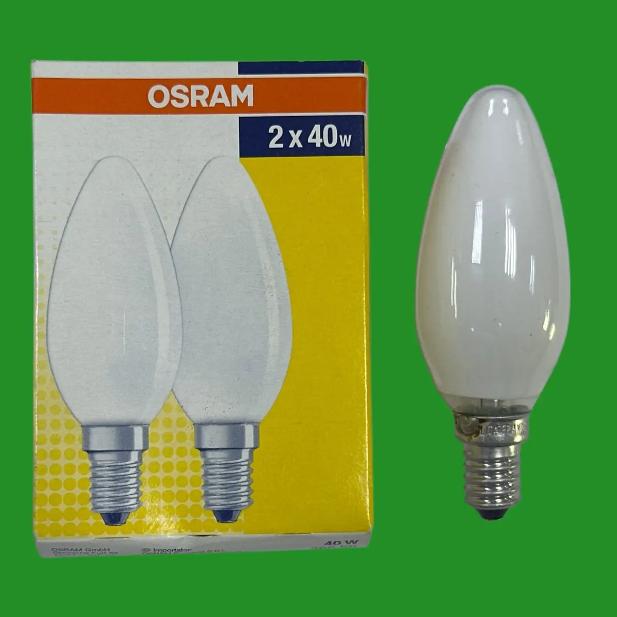 2x 40W Osram Dimmable Opal Candle Incandescent Light Bulbs SES E14 Small Screw