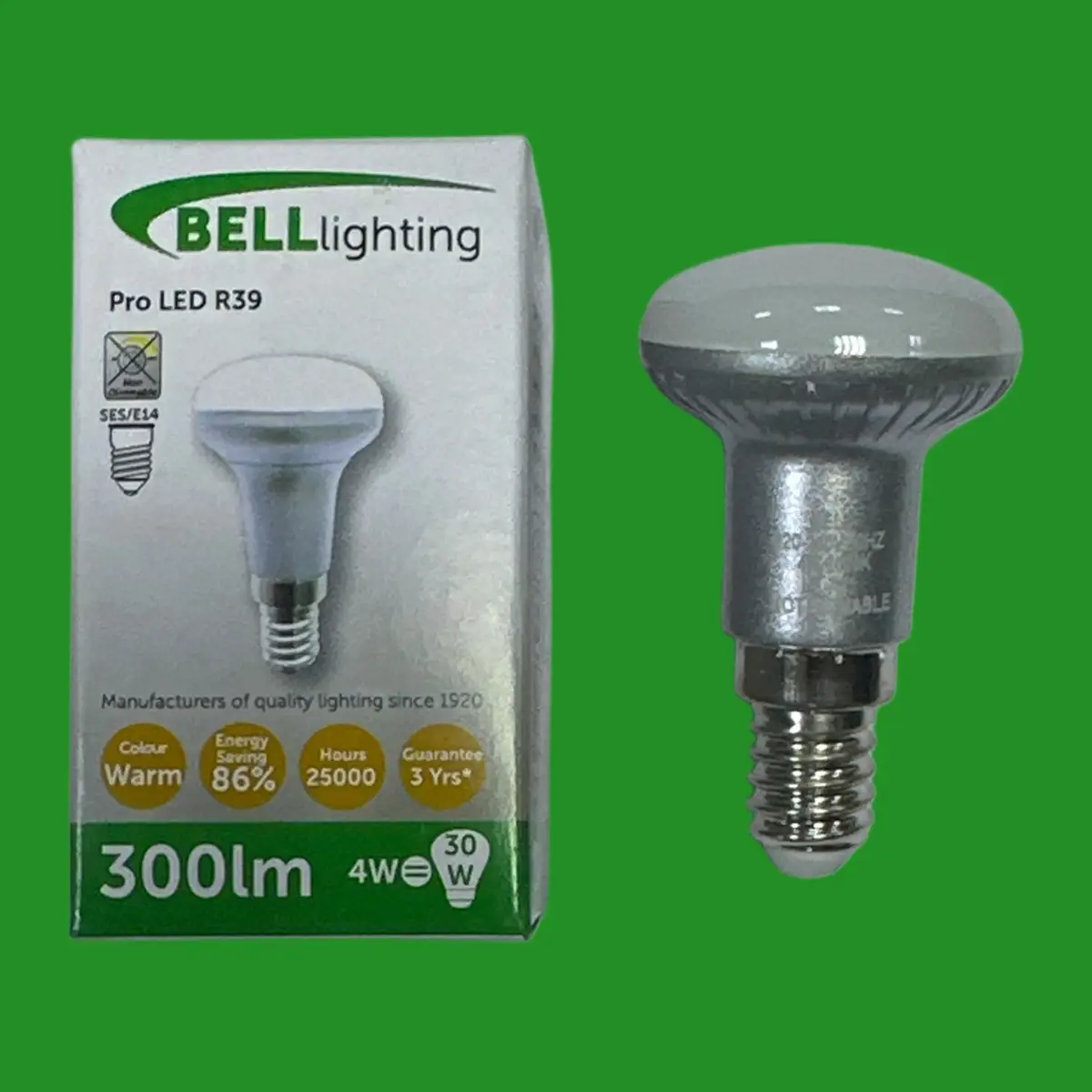 4x 4W (=30W) Bell LED R39 Reflector Pearl Light Bulb 3000K SES E14 Small Screw