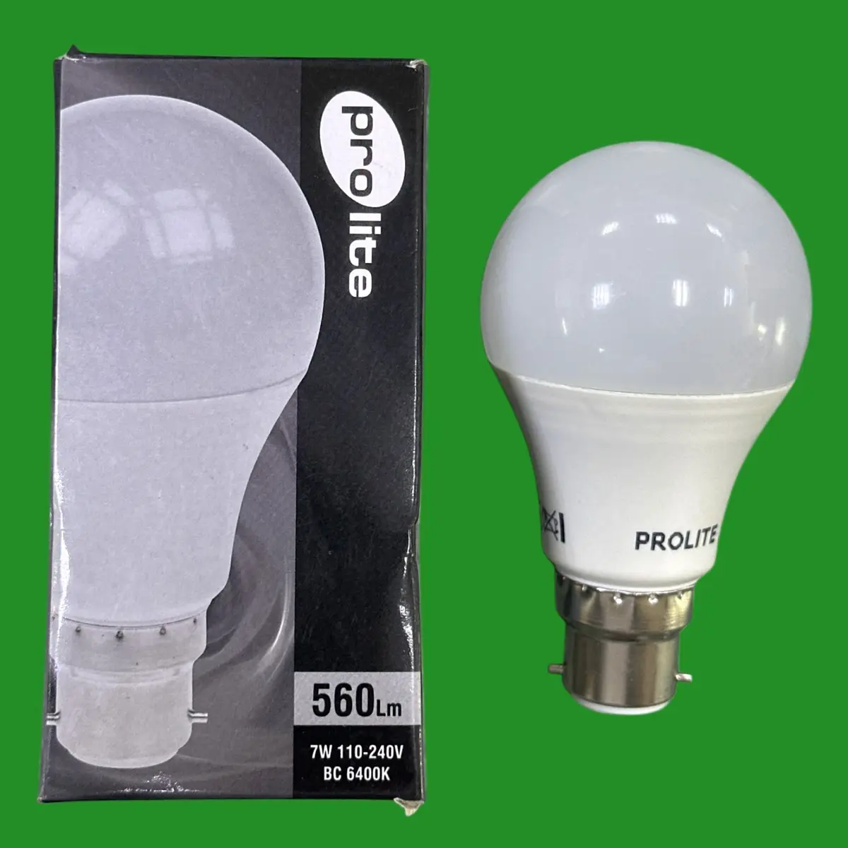 1x 7W (=50W) ProLite LED GLS Light Bulb BC B22 6400K Daylight White 110-240V
