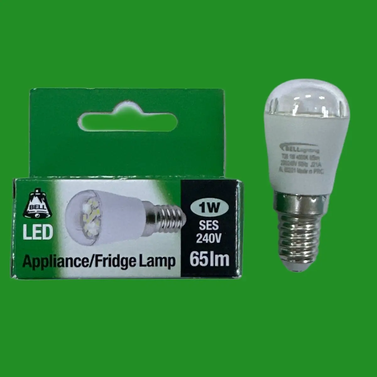 1x 1W BELL LED Clear Pygmy Appliance Fridge Light Bulb 4000K SES E14 Small Screw